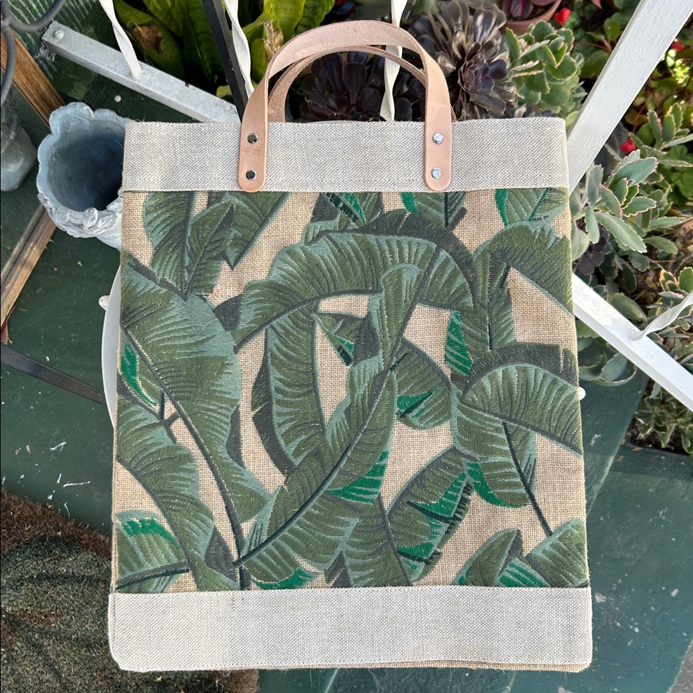 Apolis Embroidered Palm Leaf Market Bag